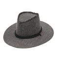 thumbnail image 1 of Vinsonshop Women’s Straw Western Cowboy Hat – Wide Brim Sun Hat, Summer Uv Protection Beach Travel Hat for Outdoor Activities Black, 1 of 2