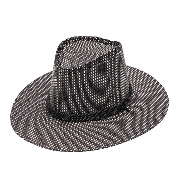 Vinsonshop Women’s Straw Western Cowboy Hat – Wide Brim Sun Hat, Summer Uv Protection Beach Travel Hat for Outdoor Activities Black
