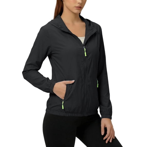 Vinsonshop Women's Sun Protection Jacket Hoodie Clothing Lightweight Long Sleeve Sun Cover Up Shirt Black L