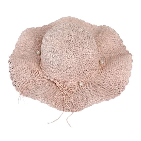 Vinsonshop Women’s Upf 50 Sun Hat – Wide Brim Straw Floppy Beach Hat, Foldable Packable Travel Cap Pink
