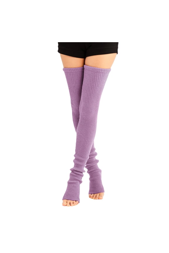 Women's Winter Knit Extra Long Thigh High Leg Warmers Light Violet