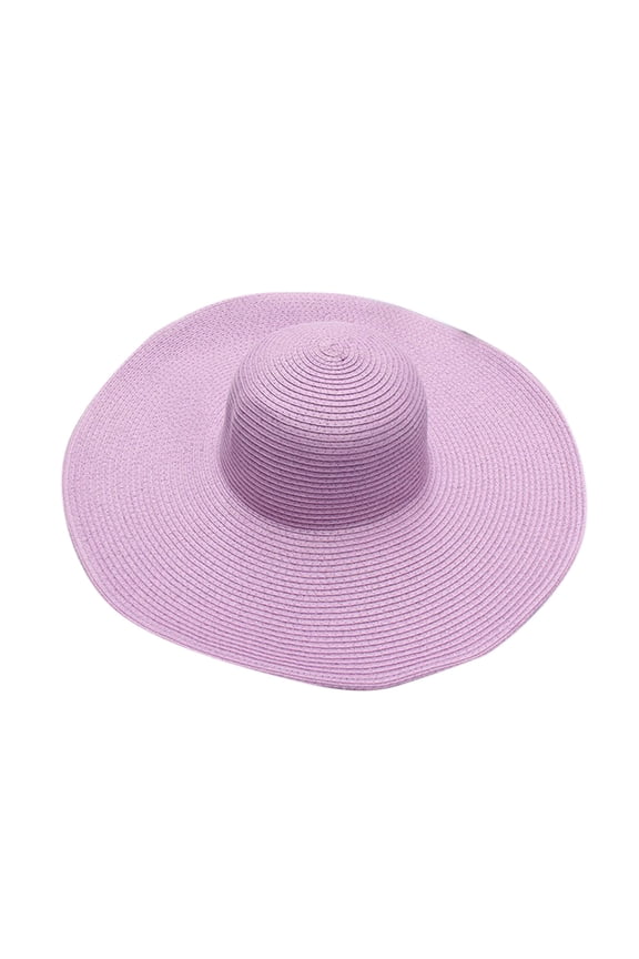 Womens Beach Sun Straw Hat Sun Protection Travel Foldable Brim Summer Uv Hat Purple