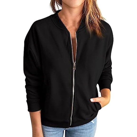 Vinsonshop Womens Bomber Jackets Light Fall Jackets for Women Womens Lightweight Jackets Fall Jackets Fall Coats Varsity Bomber Jacket Women Womens Bomber Jackets Lightweight Black M