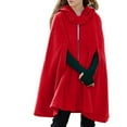 thumbnail image 1 of Vinsonshop Womens Cape Wool Cape Hooded Cape Winter Cape Cloak with Hood Women Cape Coat Women's Outerwear Red S, 1 of 7