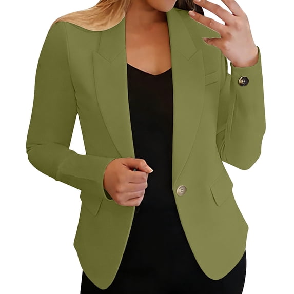 Vinsonshop Womens Casual Blazers Open Front Long Sleeve Work Office Suit Jackets Blazer Light Green XL