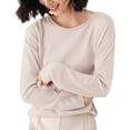 thumbnail image 1 of Vinsonshop Womens Crewneck Sweaters Long Sleeve Ribbed Knit Pullover Tops Casual Fall Clothes Winter Warm Basic Jumpers Everyday Wear Beige L, 1 of 9