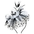 thumbnail image 1 of Vinsonshop Womens Fascinators Hats Tea Party Hats for Women, Feather Pearl Veil Headband for Wedding Cocktail Dresses Accessories White, 1 of 5