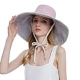 thumbnail image 1 of Vinsonshop Womens Floppy Sun Hat Reversible Wide Brim UV Protection UPF 50 Packable Summer Beach Cap Foldable Bucket Hat with String Pink, 1 of 6