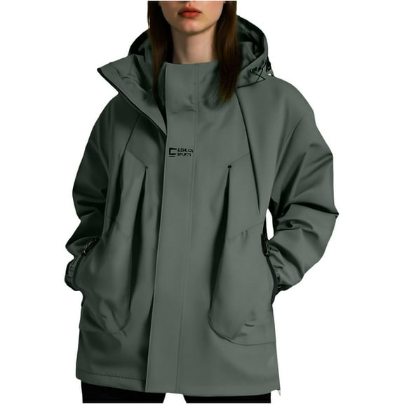 Vinsonshop Womens Rain Coat Soft Shell Jackets Womens Lightweight Rain Jacket Women Lightweight Jacket Women Hiking Jacket Women Rain Jacket Women Waterproof Workout Jackets for Woman Dark Green S