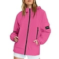 thumbnail image 1 of Vinsonshop Womens Rain Jacket Utility Jacket Women Hooded Jacket Women Waterproof Windbreaker Jacket Women Raincoat for Women Womens Jackets Casual Waterproof Jackets for Women Red 3XL, 1 of 9