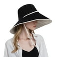 thumbnail image 1 of Vinsonshop Womens Reversible Sun Hat Wide Brim Bucket Hats UV Protection UPF 50 Packable Summer Floppy Beach Hat with String Outdoor Black, 1 of 6