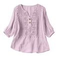 thumbnail image 1 of Vinsonshop Womens Summer Boho Tops Floral Blouses Cotton Embroidered Peasant Loose Floral Gauze Tunics Bohemian Tops Summer Clothes Lightweight Tops V Neck Tops for Women Pink 3XL, 1 of 7