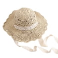 thumbnail image 1 of Vinsonshop Womens Wide Brim Straw Sun Hat with Lace Band Packable Summer Beach Hats Foldable Uv Protection Floppy Travel Cap Vacation Headwear Beige A, 1 of 5
