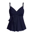 thumbnail image 1 of Vinsonshop Wrap V Neck Camisoles for Women Spaghetti Strap Tank Tops Side Tie Peplum Tops Casual Summer Sleeveless Shirts Flowy Babydoll Blouses Basic Tees Navy XXL, 1 of 2