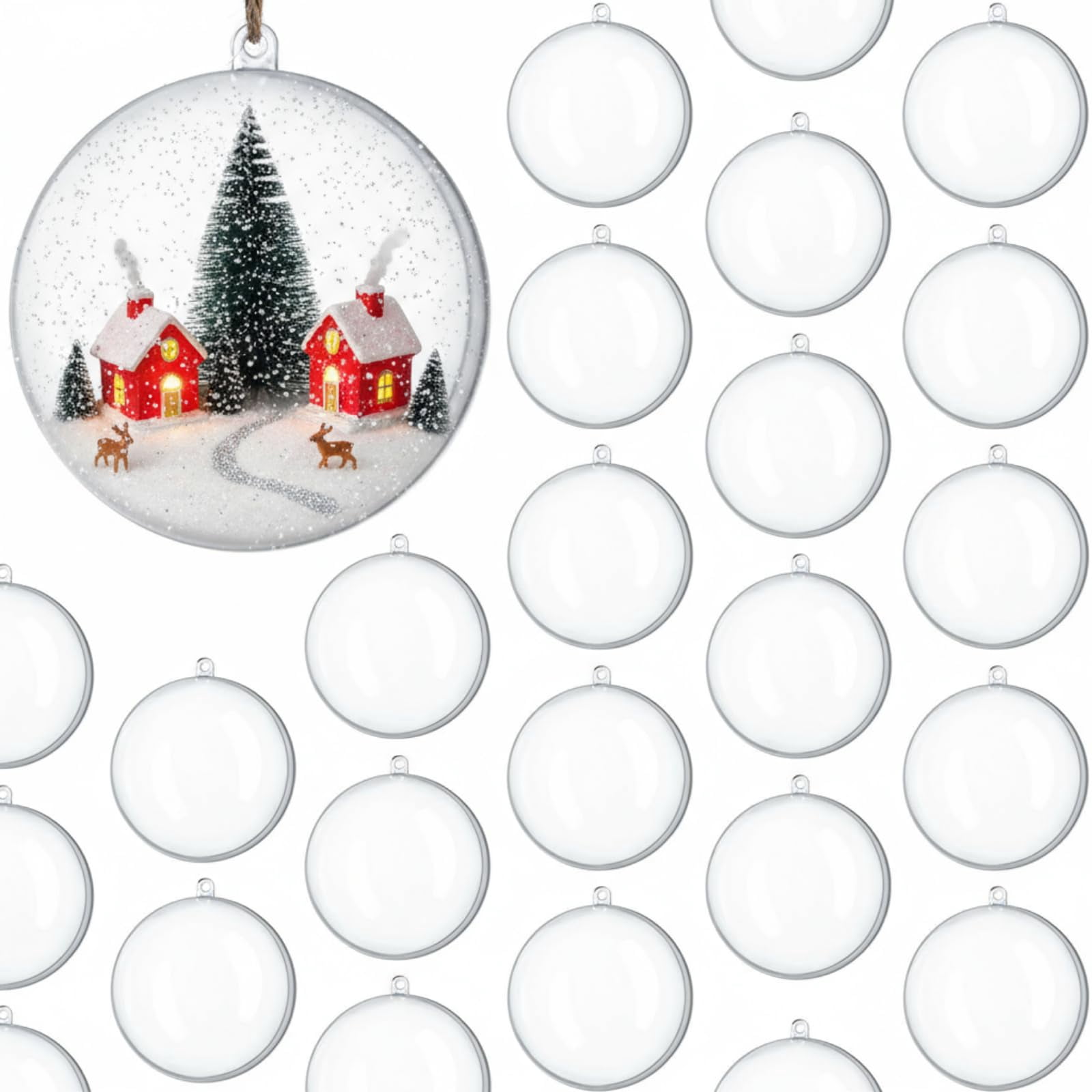 Vinsot 60 Pcs Christmas Clear Plastic Fillable Ornaments Balls 3.15 ...