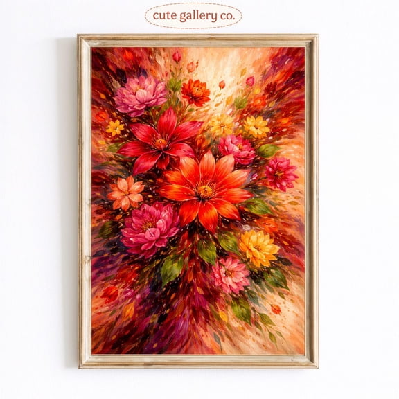 Vint Floral Explosion Botanical Wall Art Home Decor Unframed Paper Print