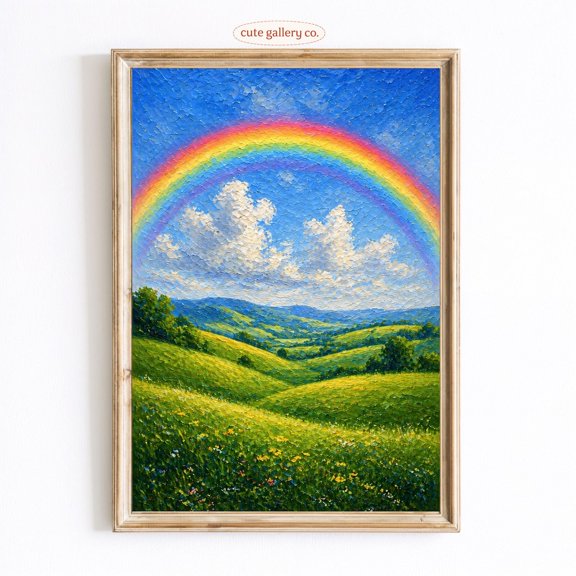 Vint Rainbow Hills Joyful Sky Wall Art Home Decor Unframed Paper Print