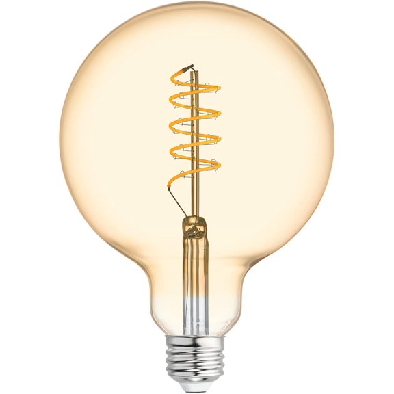Vinta Style LED Globe Light Bulb, 5 Watts (60 Watt Equivalent) Warm Candle Light, Amber Glass, Medium Base, Dimmable (1 Pack)
