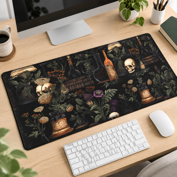 Vintaesthetic Desk Mat Black Academia Mouse Pad Xl Extended Large Gaming Mousepad Mystical Green Plantputer Laptop And Desktop Pro