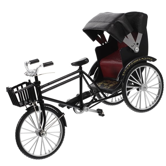 Vintage 1:10 Scale Miniature Tricycle Model Iron Craft Rickshaw Toy For Home Office Desk Decors Collectible Ornament