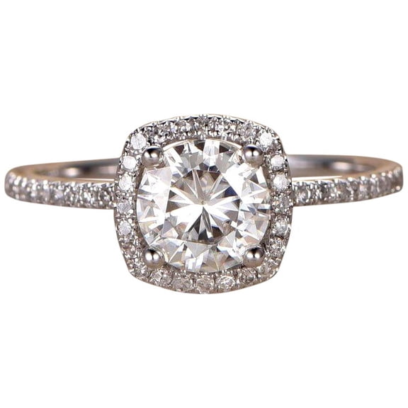 Vintage 1.25 Carat Moissanite and Diamond Ring in 10k White Gold