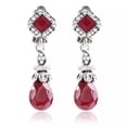 thumbnail image 1 of Vintage 1 3/4" clip on silver red and clear stone earrings, 1 of 2
