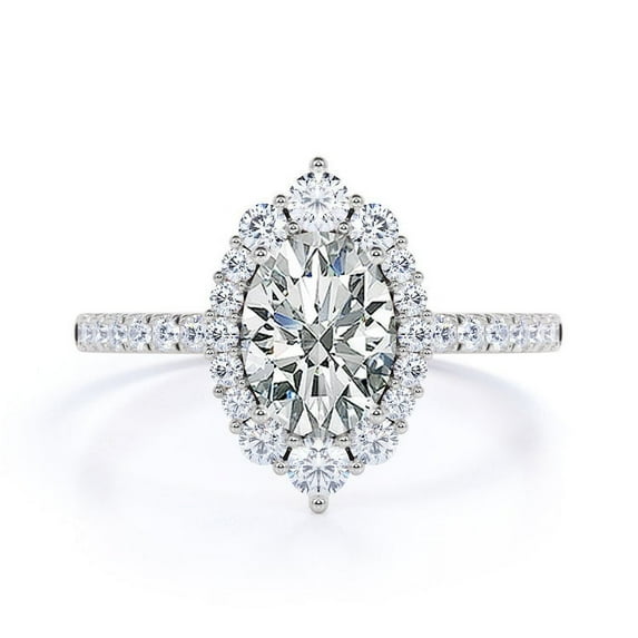 Vintage 1.3 carat oval cut Moissanite Halo Engagement Ring 925 Sterling Silver (Solid) Ring Size - 10.5 US