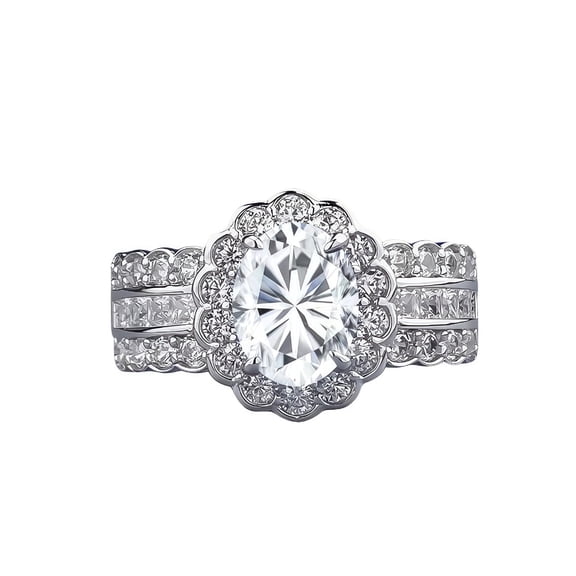 Vintage 1.5 Carat Oval Moissanite Ring D Color VVS1 Clarity Women Engagement Ring 925 Sterling Silver Promise Rings for Her Size 5-9