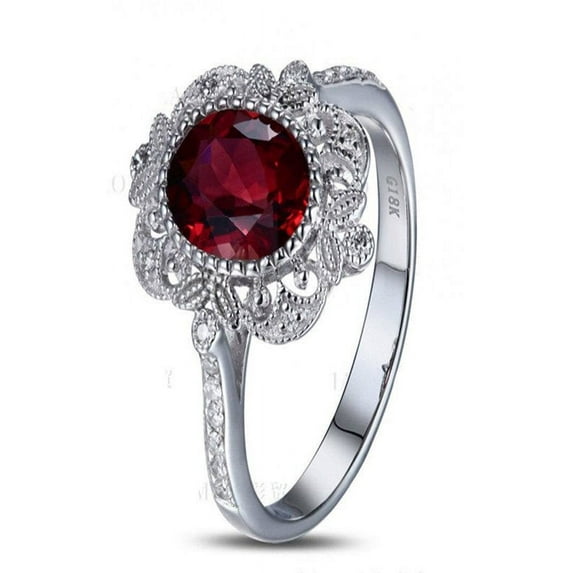 Vintage 1.50 Carat Ruby and Diamond Engagement Ring in 14k White Gold affordable ruby & diamond engagement ring