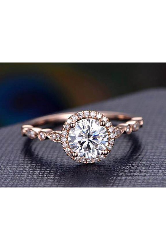 Vintage 1.75 Carat Moissanite Diamond Halo Ring with 18k Gold Plating
