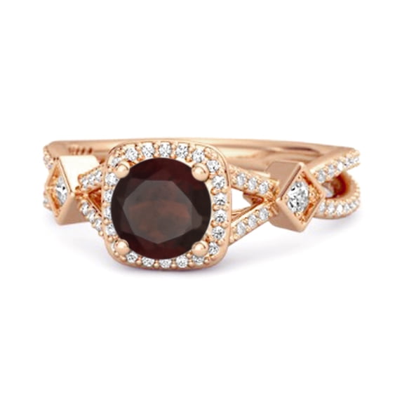 Vintage 1.93 Ctw Garnet 925 Sterling Silver Rose Plated Split Shank Women Mother's Day Gift Ring
