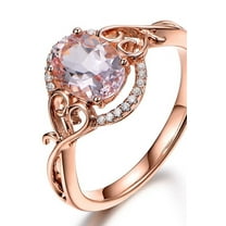Vintage 1 Carat Morganite and Diamond Engagement Ring in Rose Gold