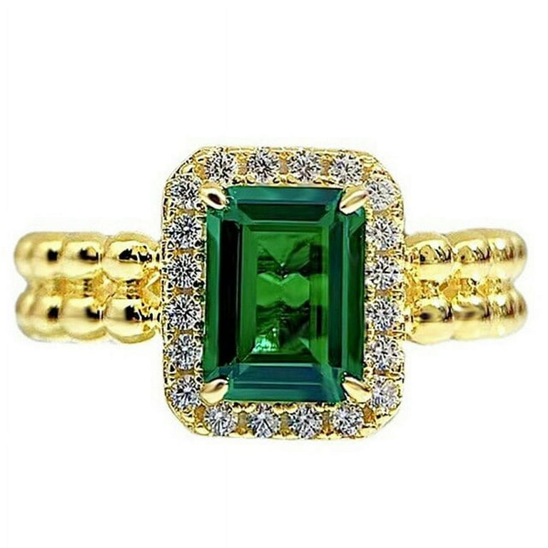 Vintage 100% 925 Sterling Silver Emerald High Carbon Diamonds 18K