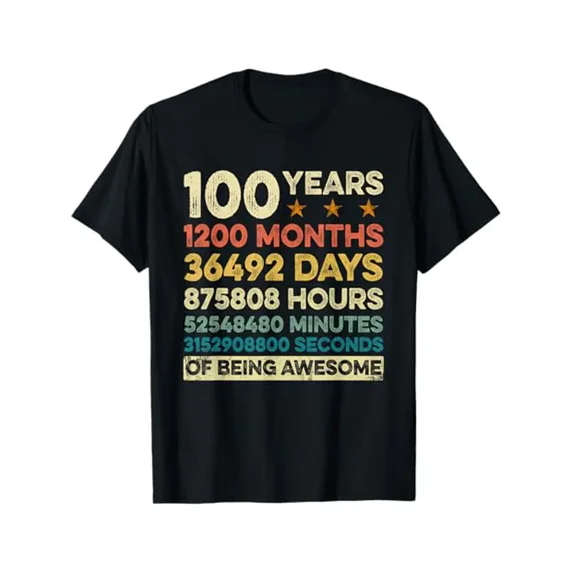 Vintage 100th Birthday Gift 100 Years Old 1200 Months T-Shirt