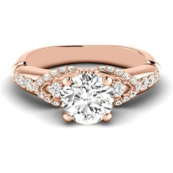 Vintage 10K/14K/18K Solid White Gold Diamond Ring Round Certified Moissanite Engagement Ring Wedding Band Ring for Women