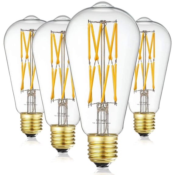 Vintage 10W LED Edison Bulb Dimmable, 100W Equivalent Antique Style Filament Light Bulbs, Clear Glass, Warm White 2700K, 1200LM, E26 Base, Decorative, 360 Degrees Beam Angle, Pack of 4.