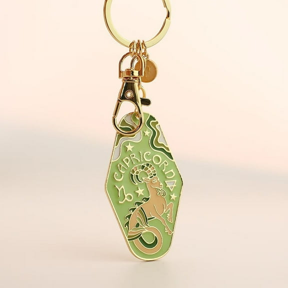 Vintage 12 Illustrated Astrology Signs Keychain, Enamel Charm, Unique Vintage Keyring,Boho Vintage Hotel Keychain Purse Bag Charms Cute Car Keys Accessories Gifts for Women,Aries