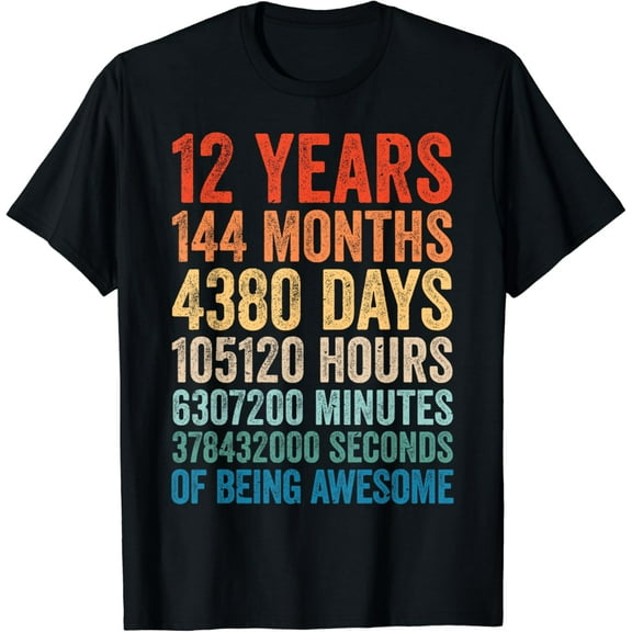 Vintage 12 YO Retro 12th Birthday Boys Girls 12 Years T-Shirt
