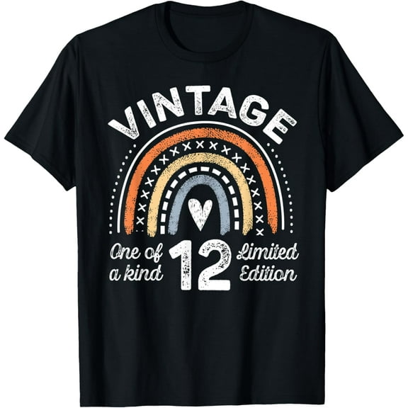 Vintage 12 Year Old Cool Gifts Boy One Of Kind 12th Birthday T-Shirt