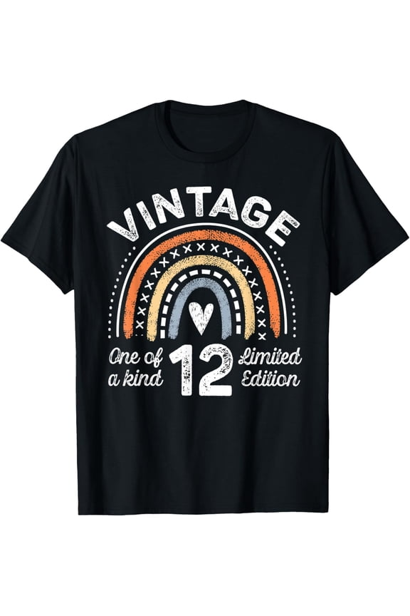 Vintage 12 Year Old Cool Gifts Boy One Of Kind 12th Birthday T-Shirt