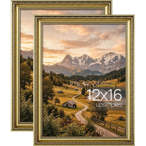 Vintage 12x16 Picture Frame, Antique Gold Frames, 2 Pack