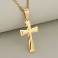 thumbnail image 1 of Vintage 14K Yellow Gold Cross Pendant Necklace Punk Fashion Biker Men's Chain Necklace Jewelry Gift, 1 of 6