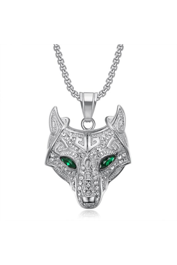 Vintage 14K Yellow Gold Vikings Wolf Head Pendant Necklaces For Men Women Punk Fashion Animal Jewelry Gifts