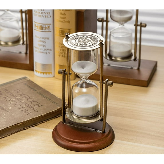 Vintage 15 Minute Hourglass - Elegant Brass Sand Timer Clock for Home and Office Decor
