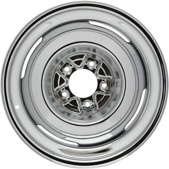 Vintage 15x6 Chrome Steel Wheel, 5 on 5.5, 3.5 Inch BS