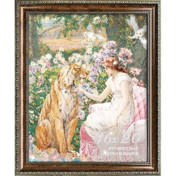Vintage 16x20 Picture Frame Display 16 x 20 Poster Wall Art Includes Plexiglass, Victorian Frame Wall Decor for Living Room Bedroom Golden Brown$$Home Decor, Kitchen, & Other