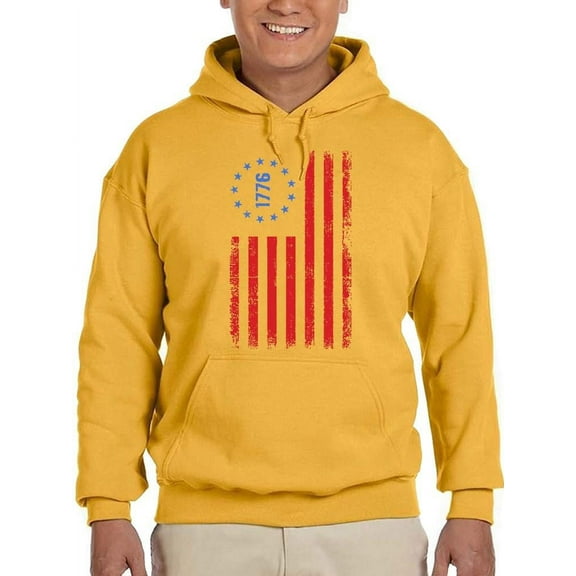 Vintage 1776 Patriotic Flag Hoodie Men's