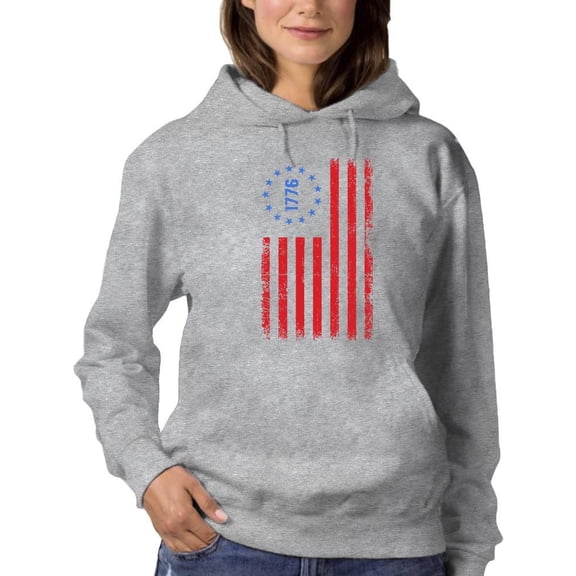 Vintage 1776 Patriotic Flag Hoodie Women's