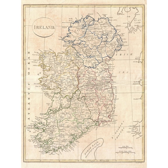 Vintage 1799 Clement Cruttwell Ireland Ulster Connaught Leinster Munster Four Provinces Map Wall Art Picture Print 12x16 inch