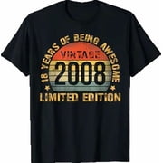 Vintage 18 Birthday Decorations Men 18yr 2008 18th Birthday T-Shirt